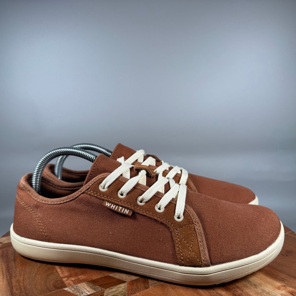 Whitin W81v2 Mens Minimalist Barefoot Canvas Sneakers Brown EU 42 US 9 Wide Toe